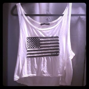 (2/$20)Brandy melville american flag crop top